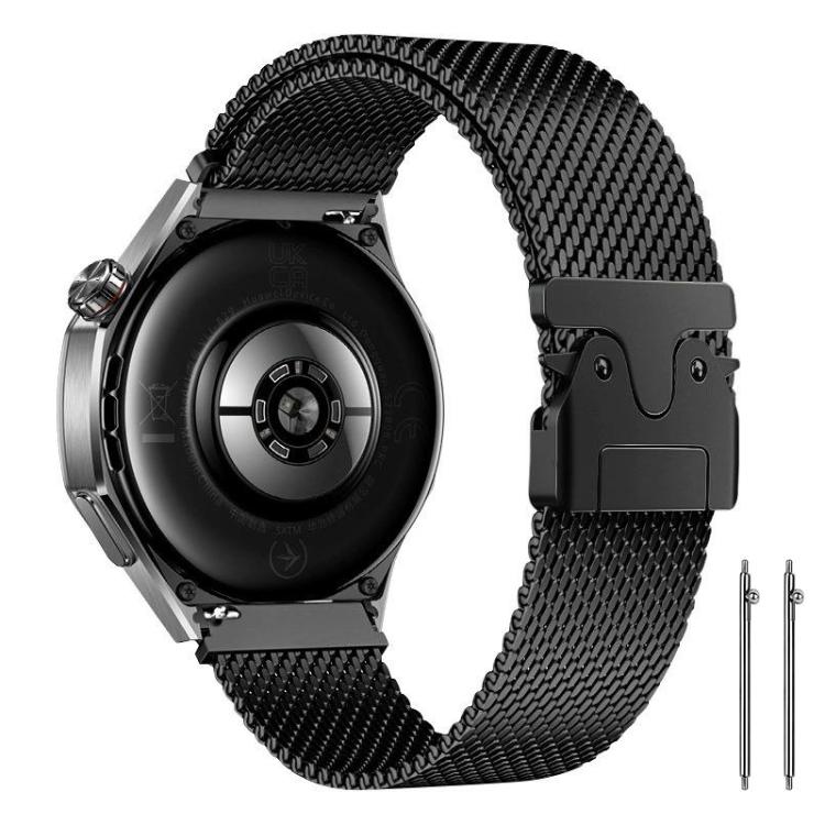 

22mm xDfind Milanese Parachute Buckle Stainless Steel Raised Fine Mesh Watch Band(Black)