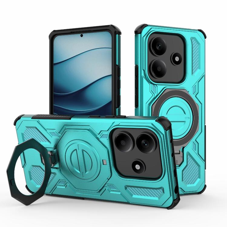 

For Redmi Note 14 5G J-20 Solid Color MagSafe Magnetic TPU+PC Phone Case(Lake Blue)