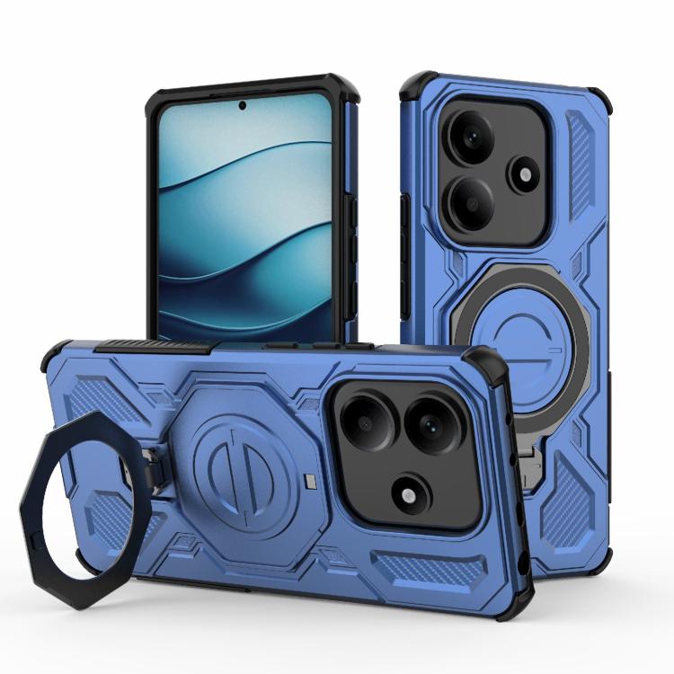 

For Redmi Note 14 5G J-20 Solid Color MagSafe Magnetic TPU+PC Phone Case(Blue)