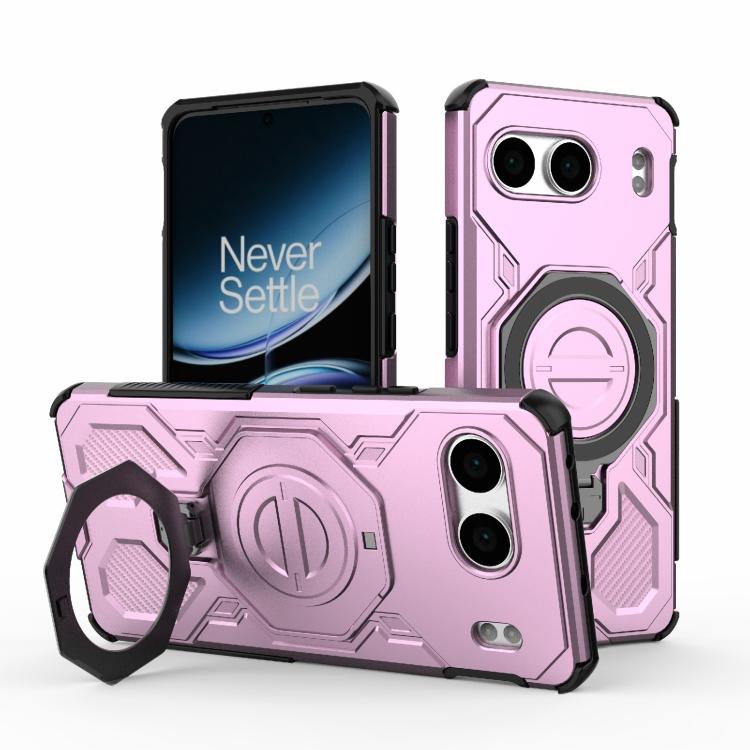 

For OnePlus Nord 4 5G Global J-20 Solid Color MagSafe Magnetic TPU+PC Phone Case(Pink)