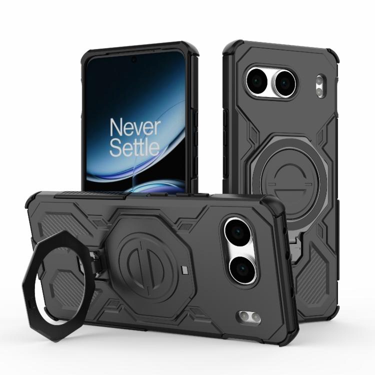 

For OnePlus Nord 4 5G Global J-20 Solid Color MagSafe Magnetic TPU+PC Phone Case(Black)
