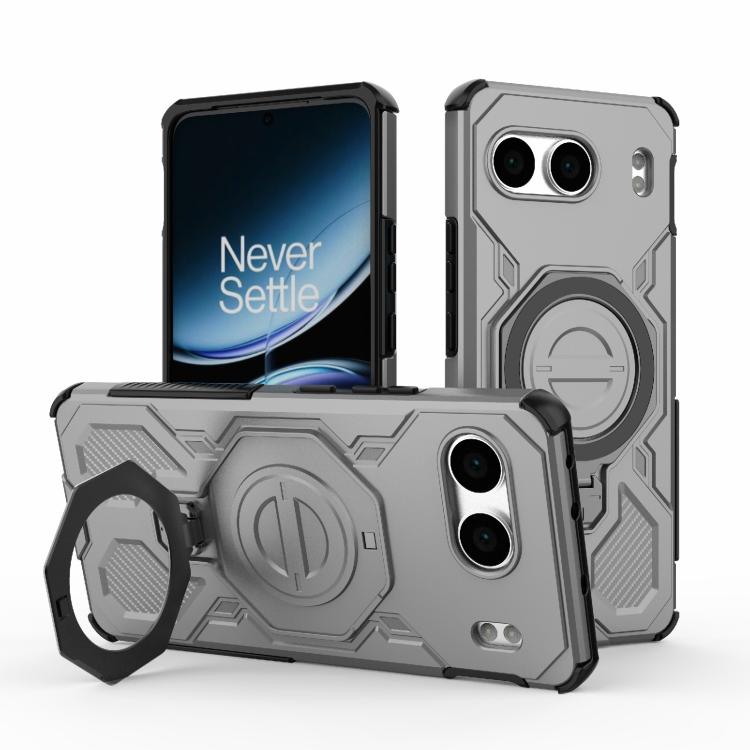 

For OnePlus Nord 4 5G Global J-20 Solid Color MagSafe Magnetic TPU+PC Phone Case(Grey)