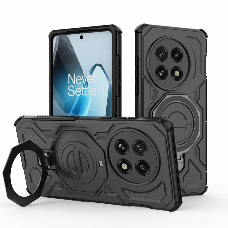 

For OnePlus 13 5G J-20 Solid Color MagSafe Magnetic TPU+PC Phone Case(Black)