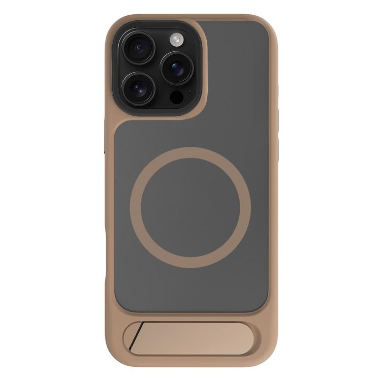 

For iPhone 16 Pro Max Kalebol MagSafe Invisible Tilt Holder PC Hybrid TPU Case(Desert Gold)