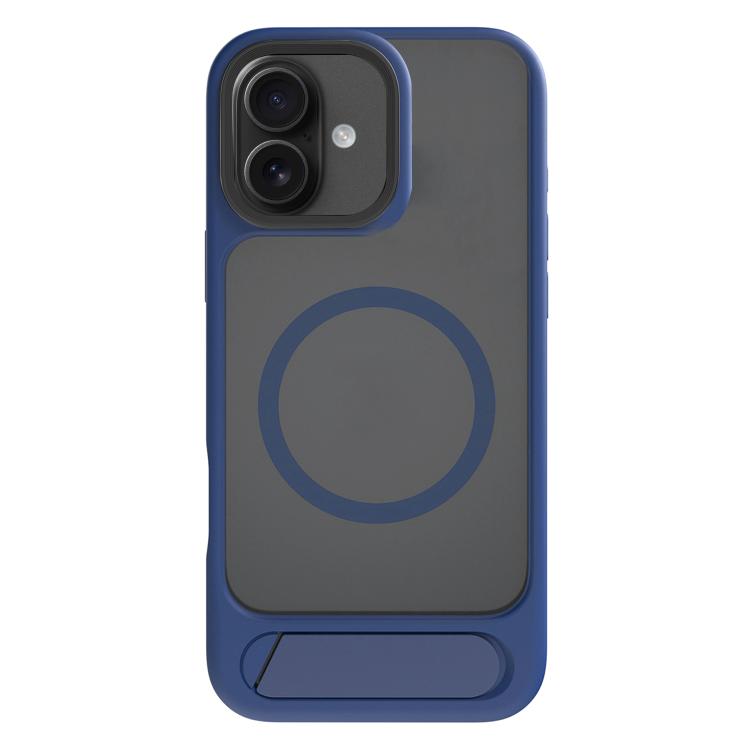 

For iPhone 16 Plus Kalebol MagSafe Invisible Tilt Holder PC Hybrid TPU Case(Navy Blue)