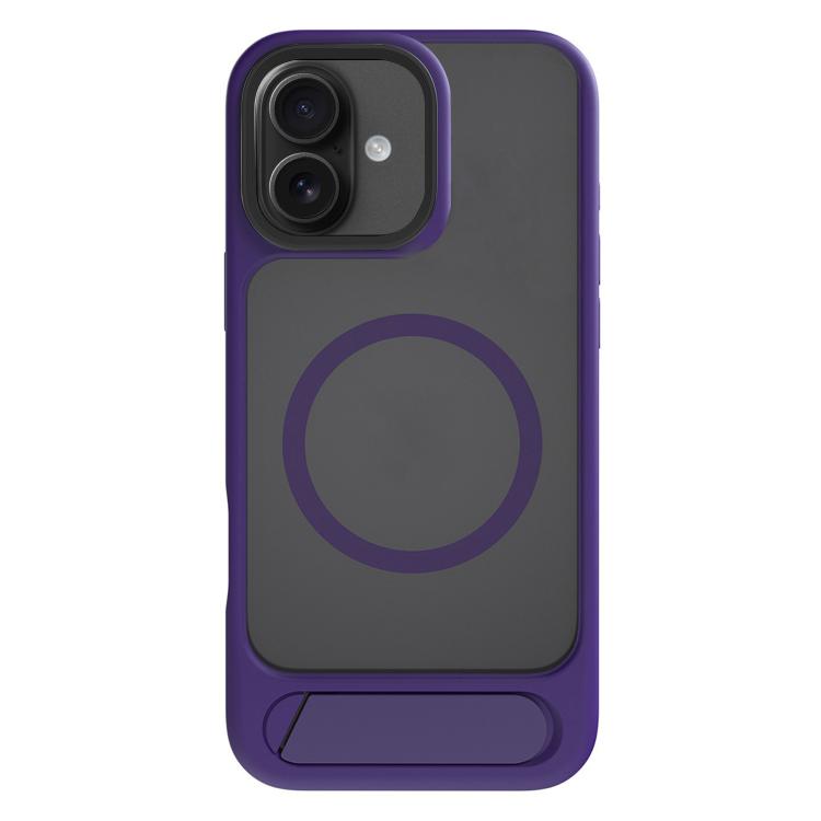 

For iPhone 16 Plus Kalebol MagSafe Invisible Tilt Holder PC Hybrid TPU Case(Purple)