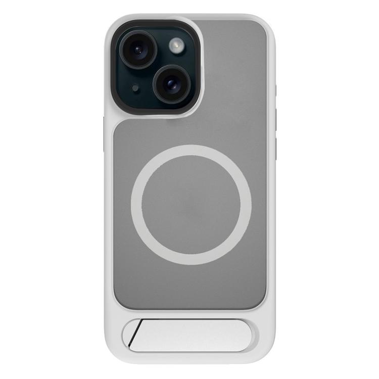 

For iPhone 13 Kalebol MagSafe Invisible Tilt Holder PC Hybrid TPU Case(Grey White)