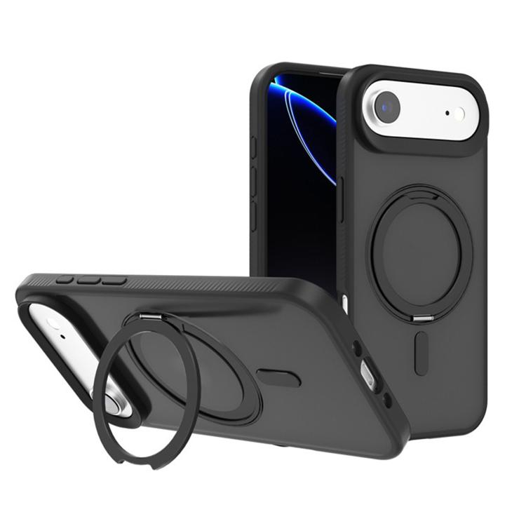 

For iPhone 17 Air Kalebol Rotating Holder MagSafe PC Hybrid TPU Phone Case(Black)