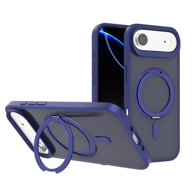 

For iPhone 17 Air Kalebol Rotating Holder MagSafe PC Hybrid TPU Phone Case(Blue)