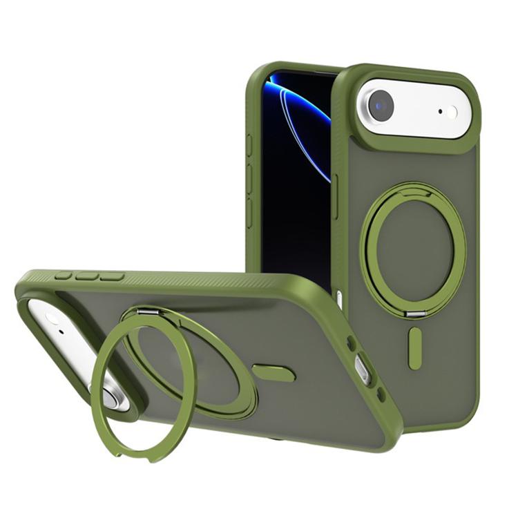 

For iPhone 17 Air Kalebol Rotating Holder MagSafe PC Hybrid TPU Phone Case(Deep Green)
