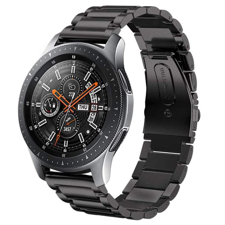 

24mm Three Beads Flat Buckle Titanium Alloy Watch Band(Black)