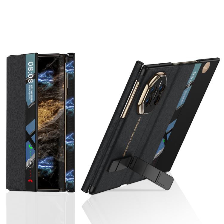 

For Huawei Mate XT Ultimate GKK Magnetic Folding Full Cover Flip Phone Case with Slotted Rotating Bracket(Black)