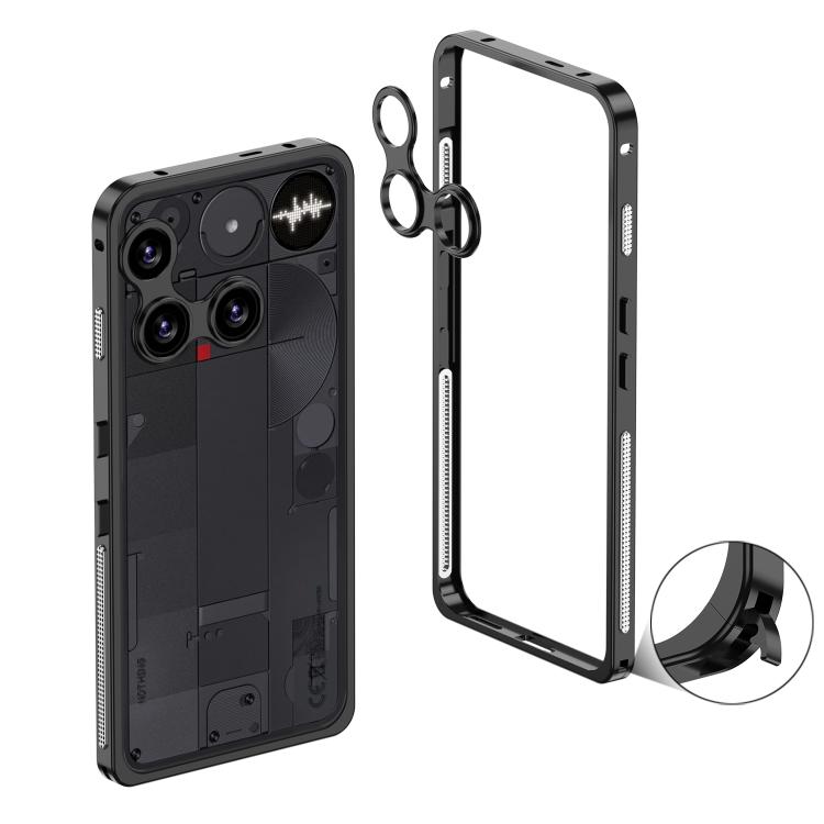 

For Nothing Phone 3 Metal Frame Heat Dissipation Phone Case with Camera Guard Ring(Black)