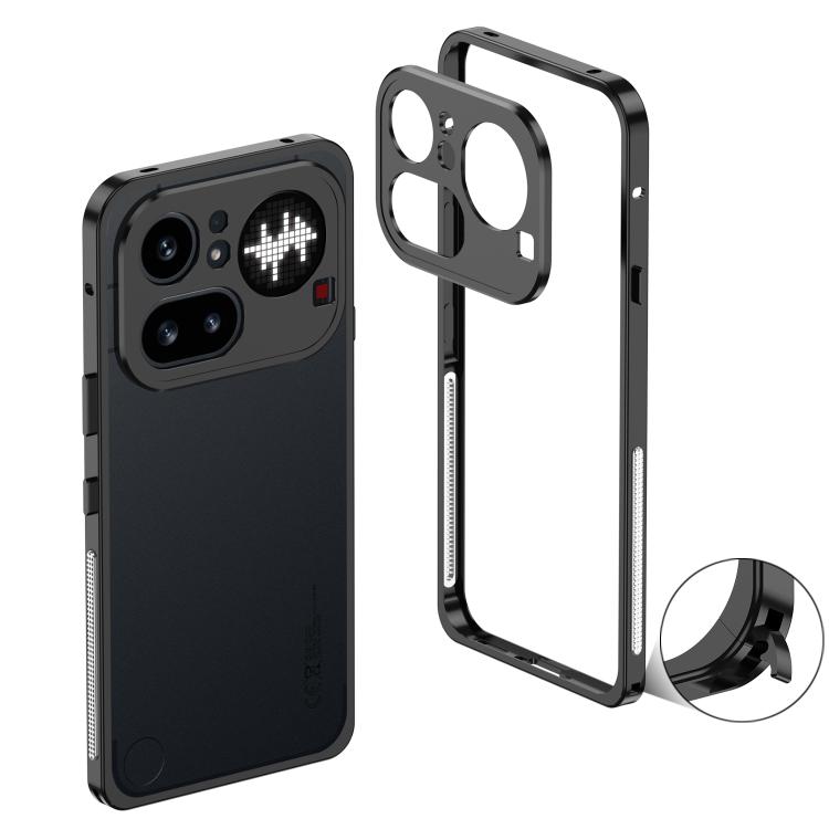 

For Nothing Phone 4a Pro Metal Frame Heat Dissipation Phone Case with Camera Guard Ring(Black)
