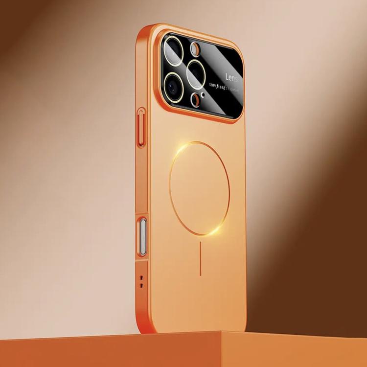 

For iPhone 16 Pro Kalebol Large Window MagSafe Frosted PC Phone Case(Orange)