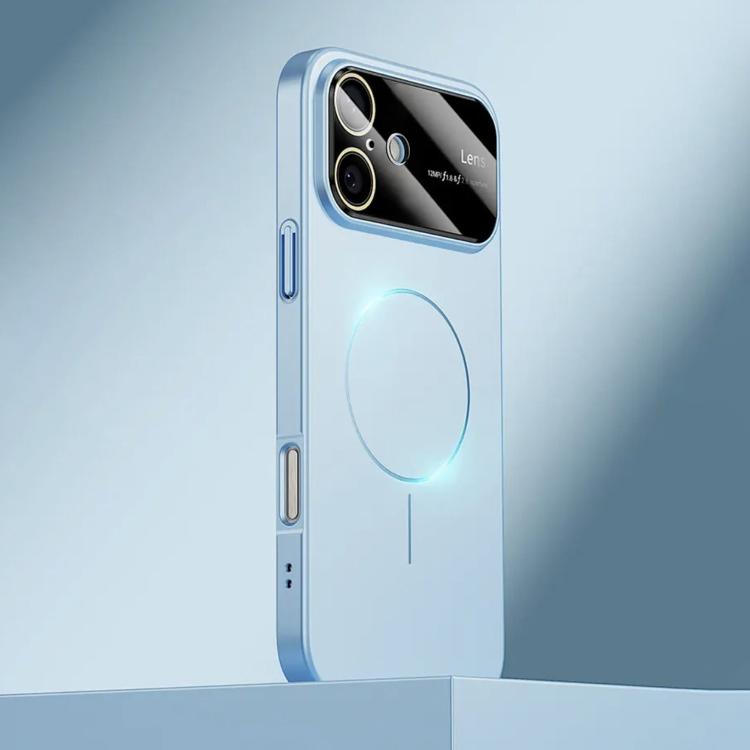 

For iPhone 16 Kalebol Large Window MagSafe Frosted PC Phone Case(Sierra Blue)