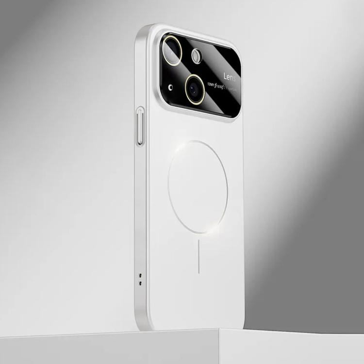 

For iPhone 14 Kalebol Large Window MagSafe Frosted PC Phone Case(White)