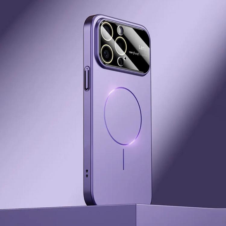 

For iPhone 14 Pro Kalebol Large Window MagSafe Frosted PC Phone Case(Deep Purple)