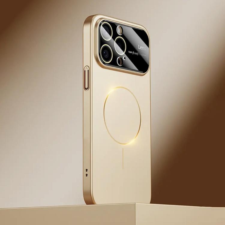 

For iPhone 14 Pro Max Kalebol Large Window MagSafe Frosted PC Phone Case(Desert Gold)
