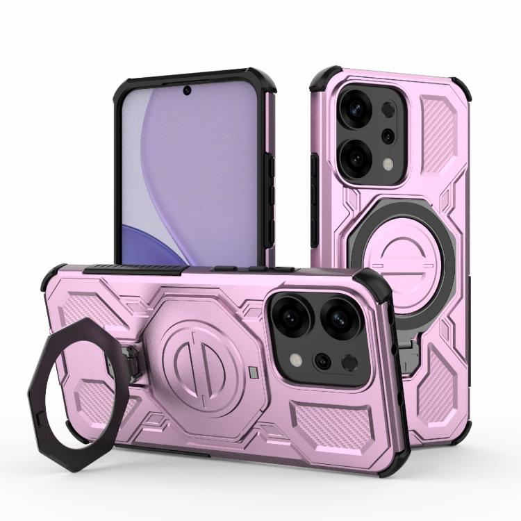 

For OPPO Reno14 5G Global J-20 Solid Color MagSafe Magnetic TPU+PC Phone Case(Pink)