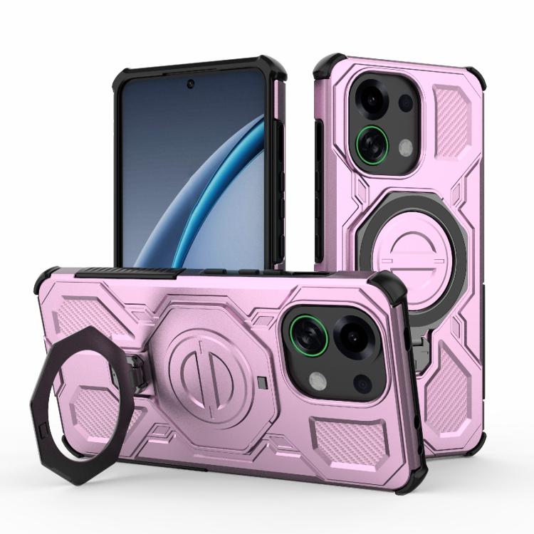 

For OPPO K13 Turbo 5G J-20 Solid Color MagSafe Magnetic TPU+PC Phone Case(Pink)