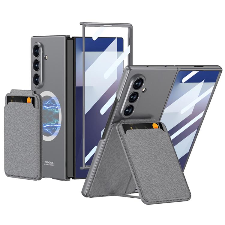 

For Samsung Galaxy Z Fold7 5G GKK Integrated Magnetic Folding Card Bag Phone Case(Grey)