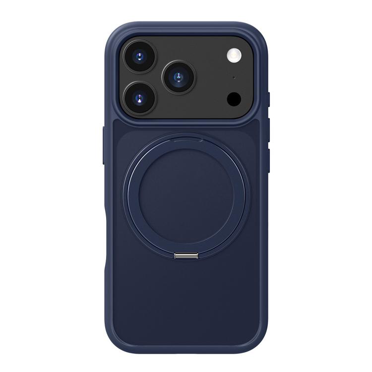 

For iPhone 17 Pro Kalebol Frosted MagSafe Holder Acrylic Hybrid TPU Phone Case(Navy Blue)