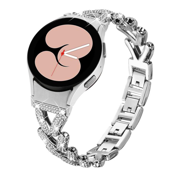 

For Samsung Galaxy Watch FE/7/6/5/4 Classic 20mm xDfind Small Twist Diamond Metal Watch Band(Silver)