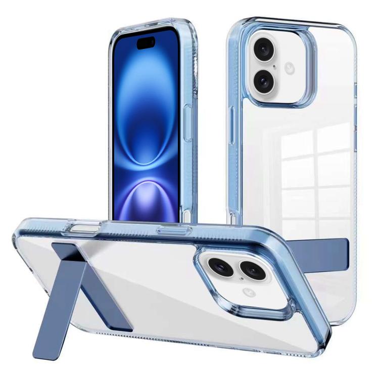 

For iPhone 16 Kalebol Holder Clear Acrylic Hybrid TPU Phone Case(Blue)