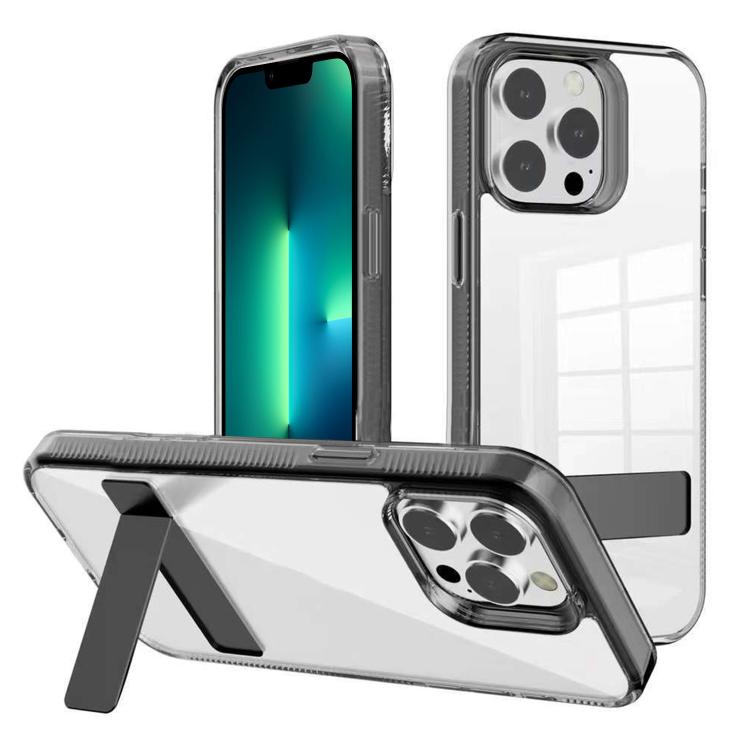 

For iPhone 13 Pro Max Kalebol Holder Clear Acrylic Hybrid TPU Phone Case(Black)