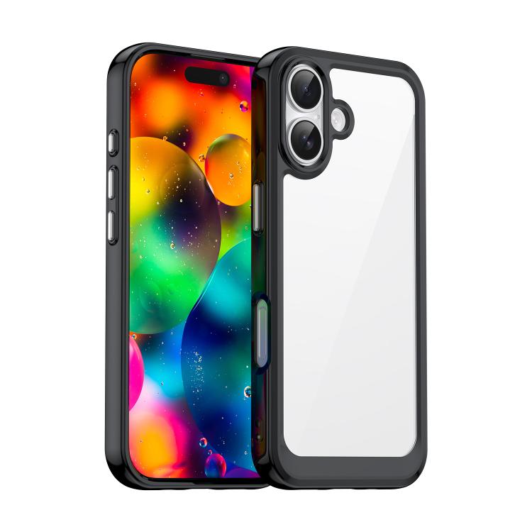 For iPhone 18 Colorful Series Acrylic + TPU Phone Case(Black)