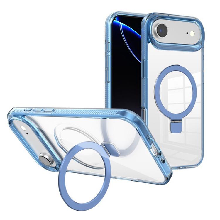 

For iPhone 17 Air Kalebol MagSafe Holder Simple Clear TPU Phone Case(Blue)