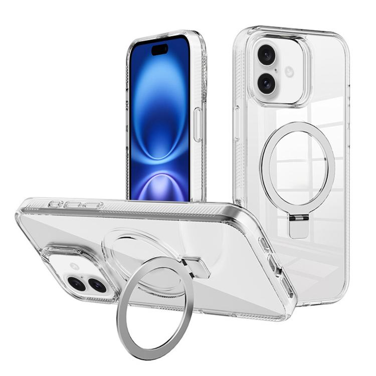

For iPhone 16 Plus Kalebol MagSafe Holder Simple Clear TPU Phone Case(Transparent)