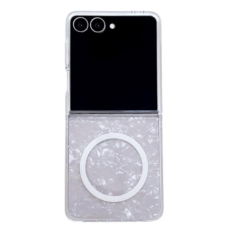 

For Samsung Galaxy Z Flip7 5G Pearlescent Shell Texture MagSafe Phone Case(White)