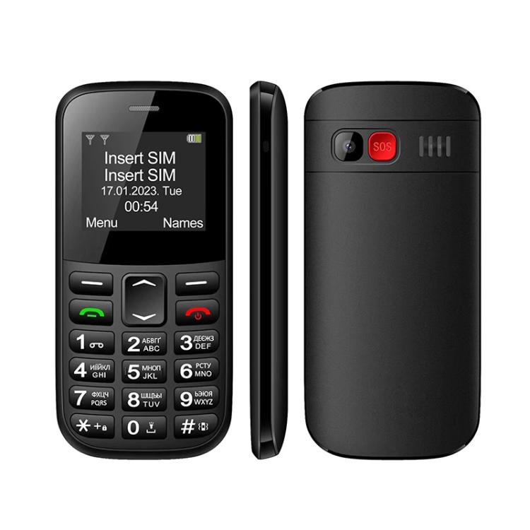 

MXMID B210 Keypad Phone, 1.77 inch SC6531E, LED Flashlight, Big Keyboard Big Fonts, SOS, Network: 2G, Dual SIM, Plug:EU Plug(Black)