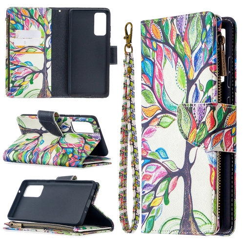 

For Samsung Galaxy S20 FE 5G / S20 Lite Colored Drawing Pattern Zipper Horizontal Flip Leather Case with Holder & Card Slots & Wallet(Tree)