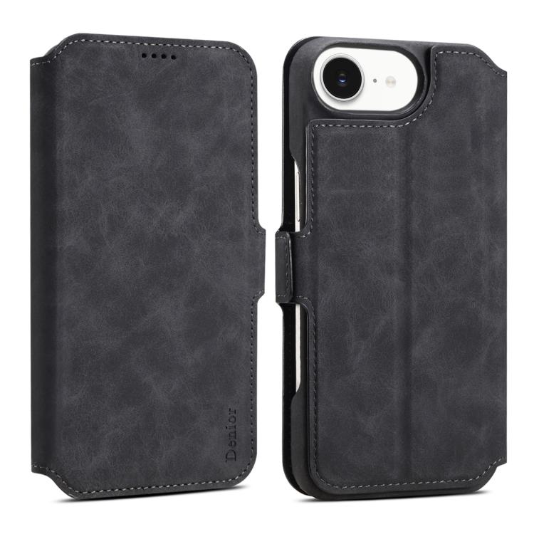 

For iPhone 16e Denior B07 MagSafe Detachable Leather Phone Case(Black)