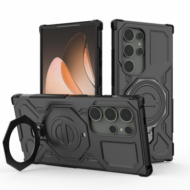 

For Samsung Galaxy S24 Ultra 5G J-20 Solid Color MagSafe Magnetic TPU+PC Phone Case(Black)