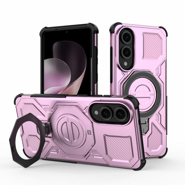 

For Samsung Galaxy S25 Edge 5G J-20 Solid Color MagSafe Magnetic TPU+PC Phone Case(Pink)