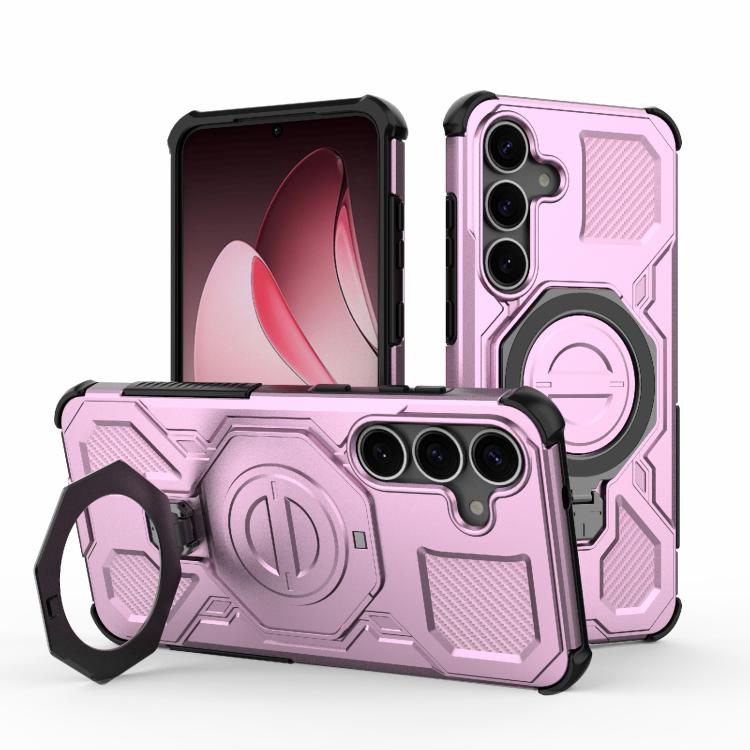 

For Samsung Galaxy S25+ 5G J-20 Solid Color MagSafe Magnetic TPU+PC Phone Case(Pink)