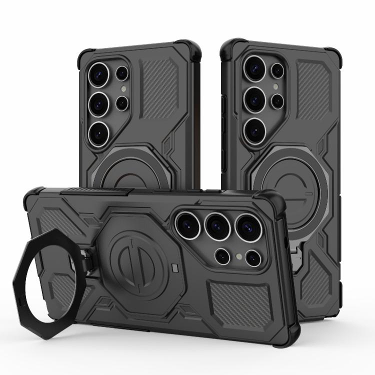 

For Samsung Galaxy S25 Ultra 5G J-20 Solid Color MagSafe Magnetic TPU+PC Phone Case(Black)