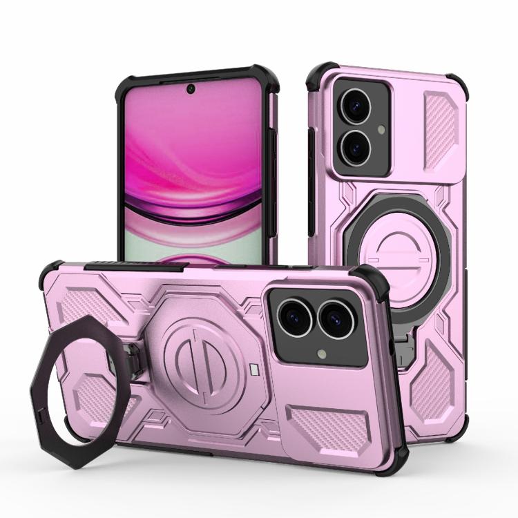 

For Samsung Galaxy S26 Edge 5G J-20 Solid Color MagSafe Magnetic TPU+PC Phone Case(Pink)