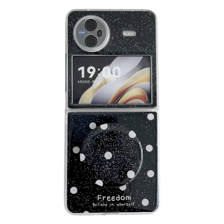 

For vivo X Flip Glitter Powder Dots Pattern Phone Case with Holder(Black)