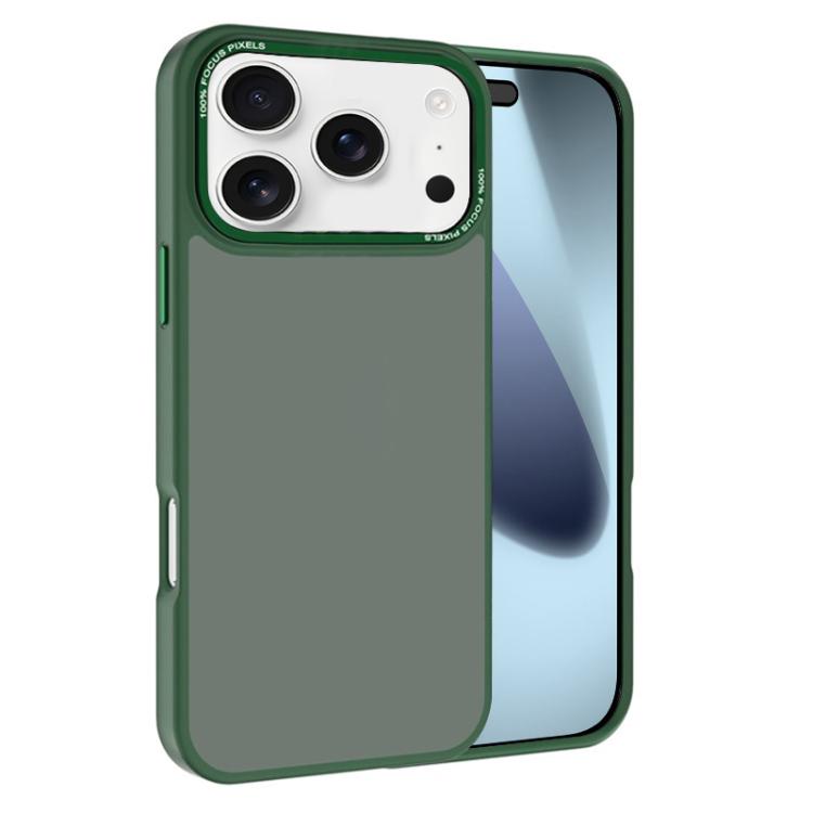 

For iPhone 17 Pro Max Kalebol Metal Lens Frame Frosted PC Phone Case(Dark Green)