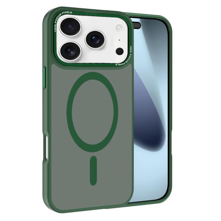 

For iPhone 17 Pro Kalebol Metal Lens Frame MagSafe Frosted PC Phone Case(Dark Green)