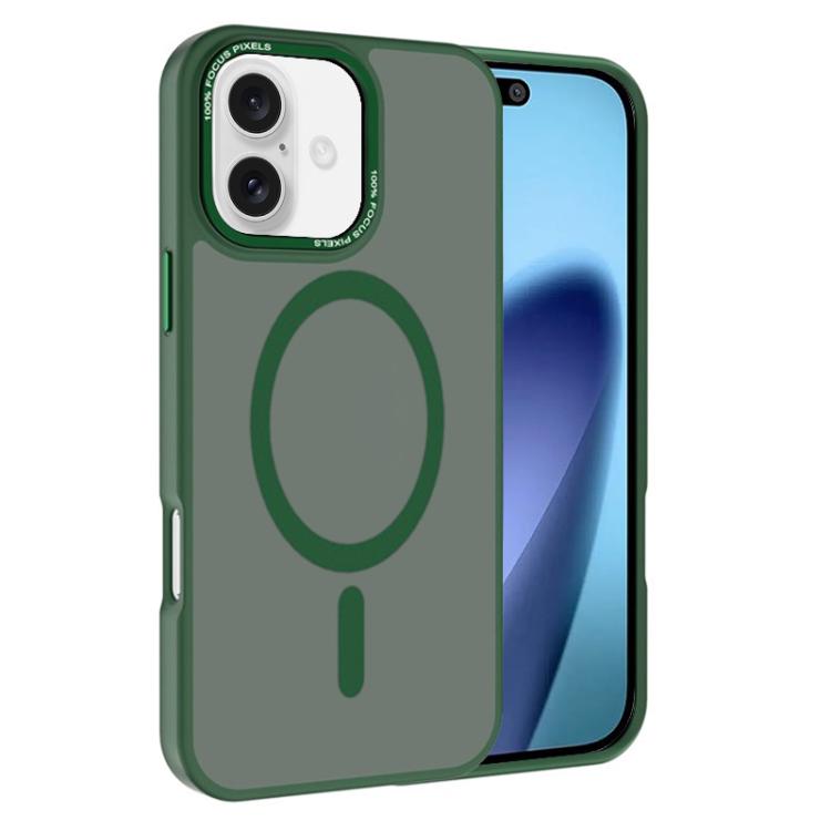 

For iPhone 17 Kalebol Metal Lens Frame MagSafe Frosted PC Phone Case(Dark Green)