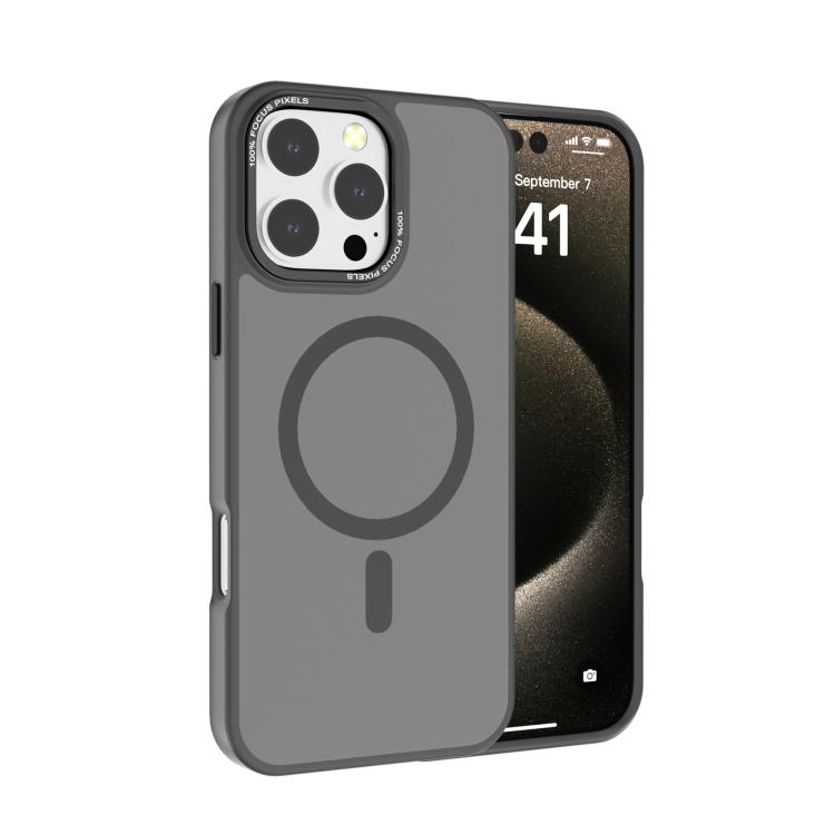 

For iPhone 16 Pro Kalebol Metal Lens Frame MagSafe Frosted PC Phone Case(Grey)