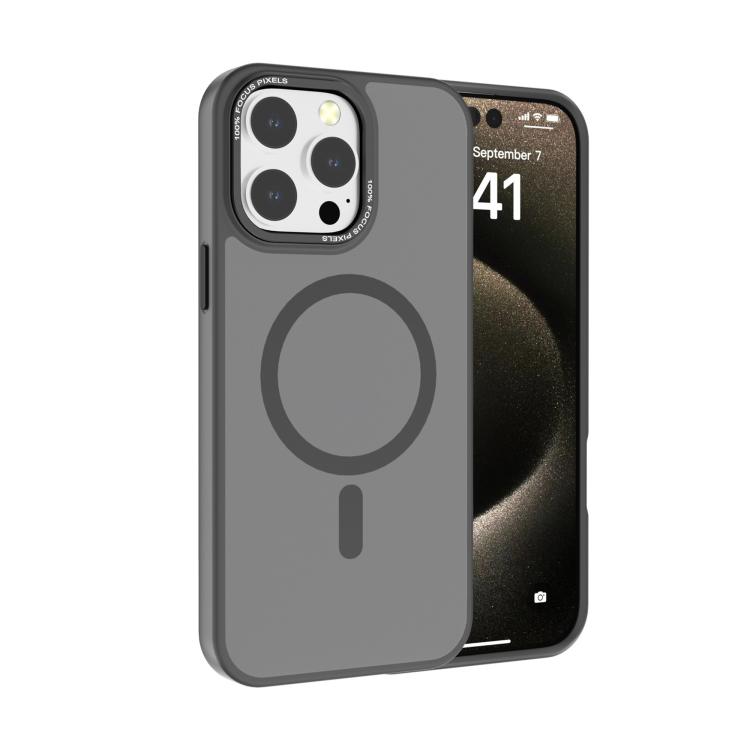 

For iPhone 14 Pro Max Kalebol Metal Lens Frame MagSafe Frosted PC Phone Case(Grey)