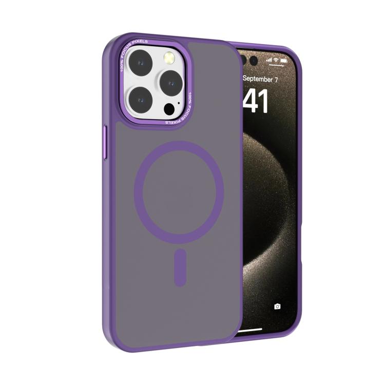 

For iPhone 13 Pro Max Kalebol Metal Lens Frame MagSafe Frosted PC Phone Case(Dark Purple)