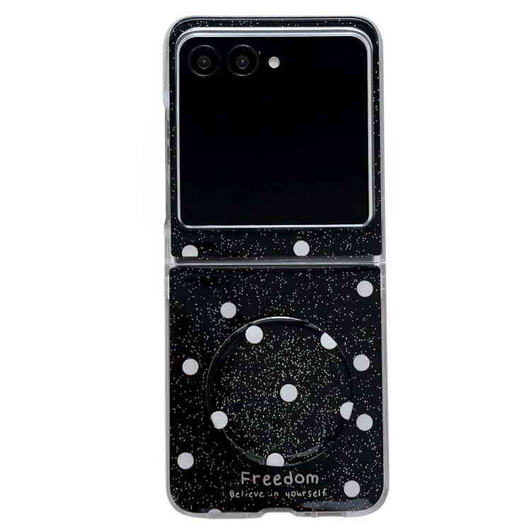 

For Motorola Razr 60 Glitter Powder Dots Pattern Phone Case with Holder(Black)
